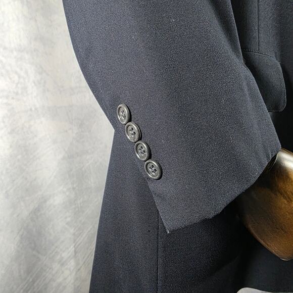 Vintage Brooks Brothers Blazer Mens 44R Black Woolmark Super 100s Union Made USA - Picture 11 of 16